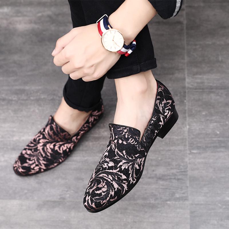 Casual Fashion Flock Men Shoes High Quality Oxfords Business Suit Breathable Work Big Size Flats Formal Dress Shoes Embroidery 2