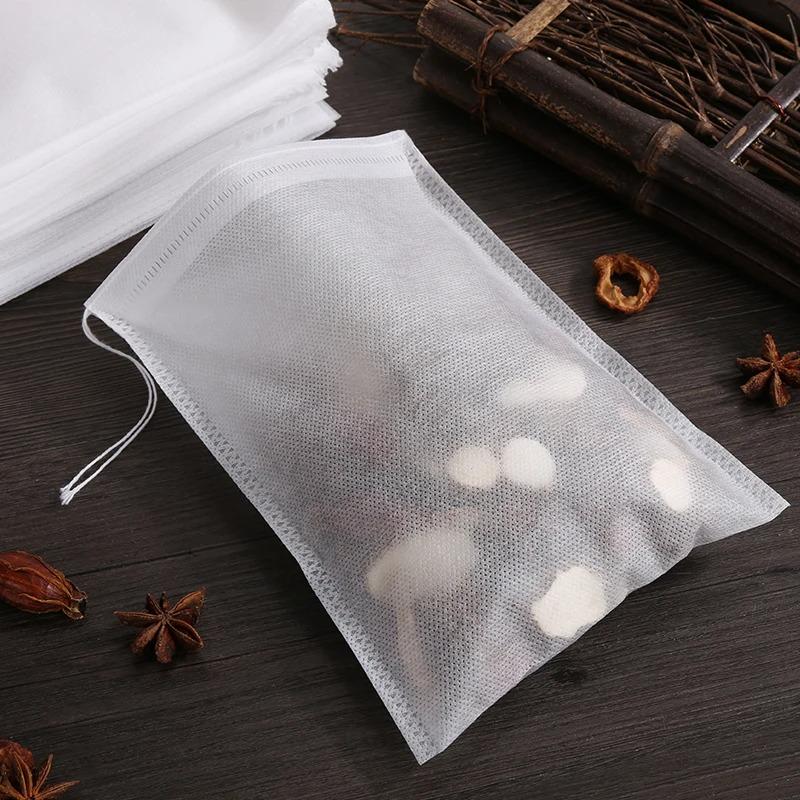 100 Pcs Disposable Tea Bags Filter Bags for Tea Infuser with String Heal Seal, Food Grade Non-woven Fabric Spice Filters