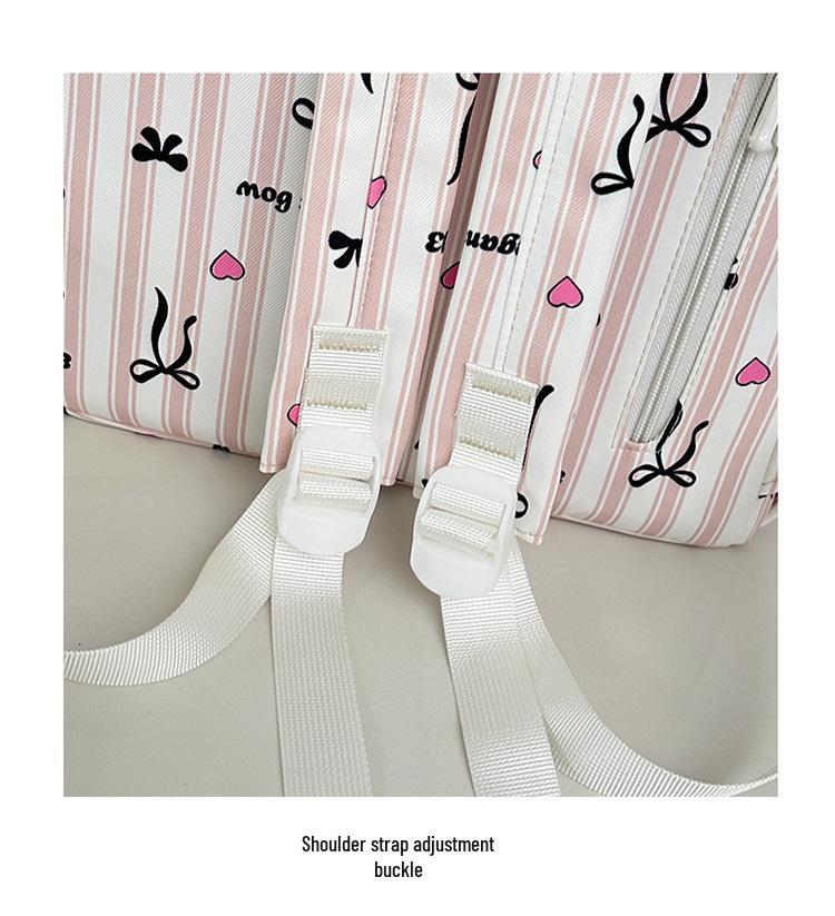 Cute Striped Puppy Bowknot Backpack for Students