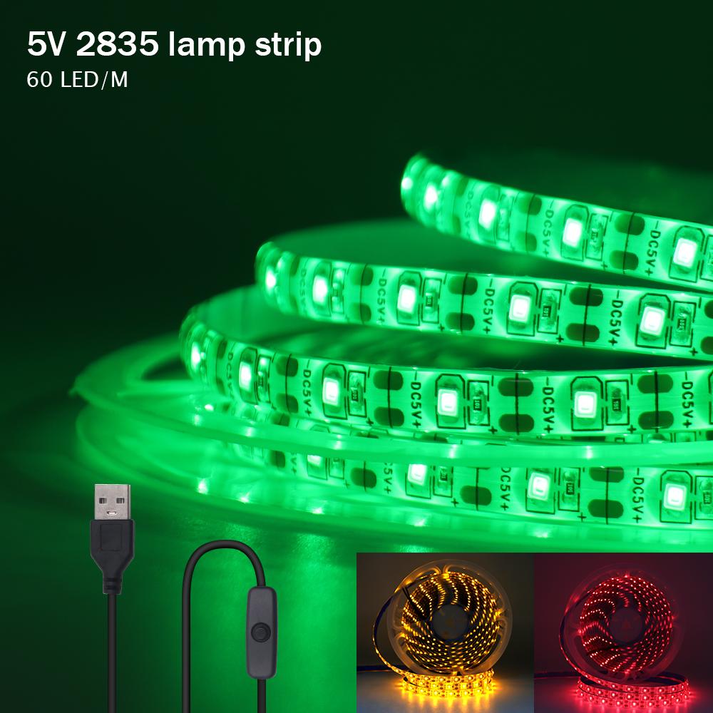 5V USB Led Strip Light SMD 2835 60Leds/m Flexible Ribbon Tape TV Background Lighting 1M 2M 3M 5M LED String Light Room Decor