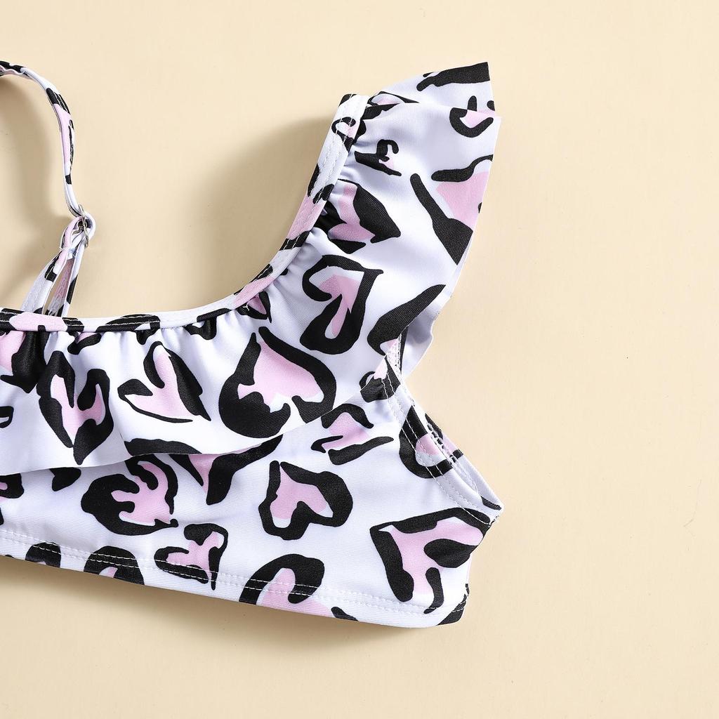 2022 Heart Print Girls' 2-Piece Swimsuit for Beach & Hot Springs