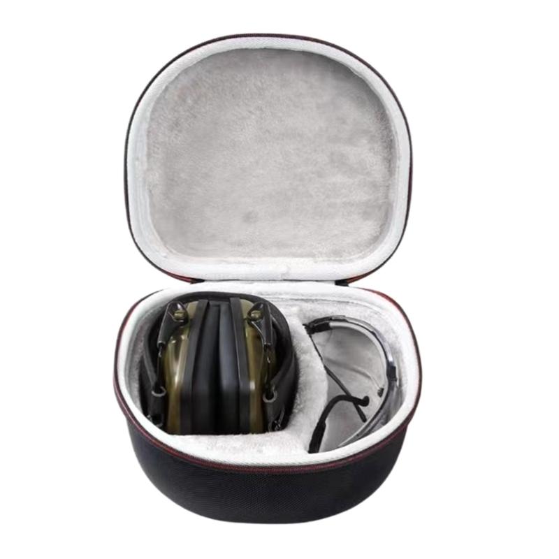 Storage Case Organizers Box for Leight Earmuff and Glasses Hard EVA Case Shockproof Double Zipper Carrying Bag