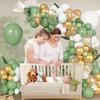 Green Jungle Safari Theme Balloons Garland Sage Green White Gold Confetti Ballon Arch Kit Home Birthday Party Wedding Decoration