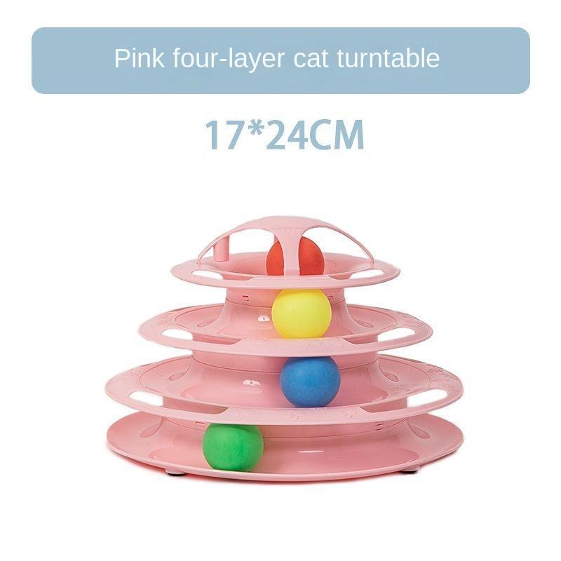 Interactive Cat Track Toy Cat Toy Tower with Colorful Balls Mental Physical Exerciser Fun Puzzle Game for Active Cats Pet Toy