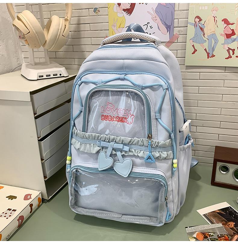 Schoolbagins Style High-value Student Schoolbag Female Korean College Style Two-piece Backpack Ballet Style Lace Make-up Bag