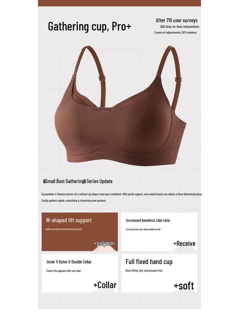 Breathable Seamless Soft Support Bra for Small Chest - Anti-Sagging, Comfortable, Fixed Cup