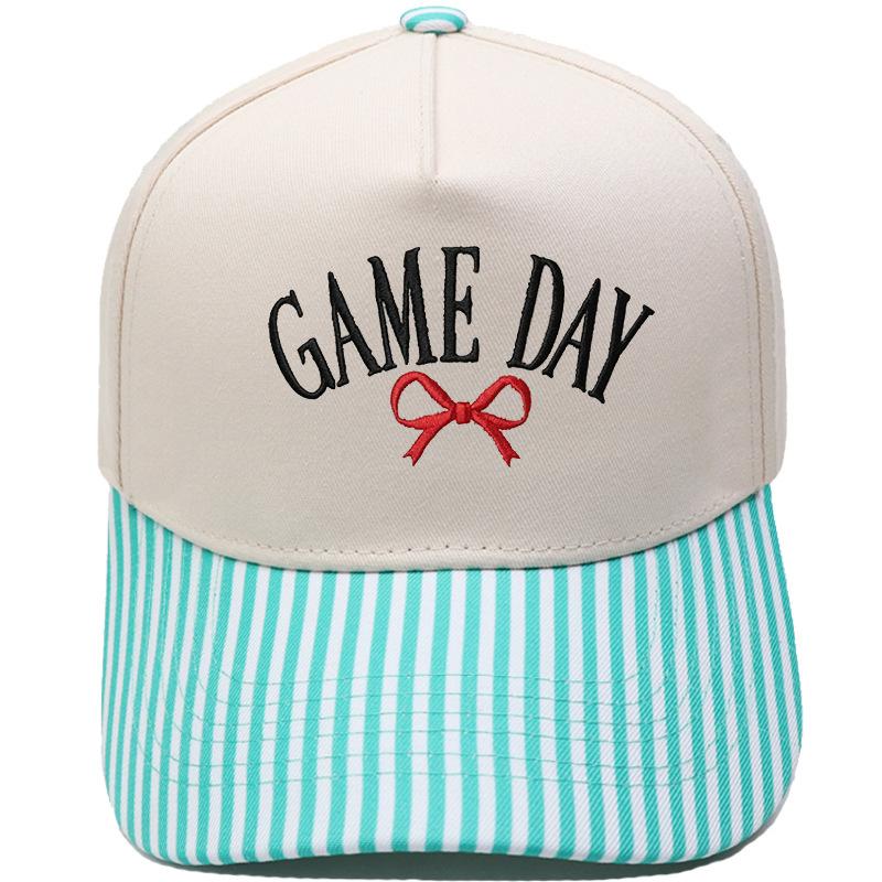 GAME DAY Bow Embroidery Color Matching Truck Hat Race Day Ladies Support Shade Dad Hat