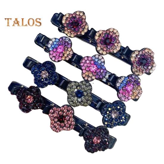 

4 шт. шпильки для волос для девочек, блестящие вишневые украшения, двухслойные заколки для волос, женские заколки для волос с косой, аксессуары для волос A