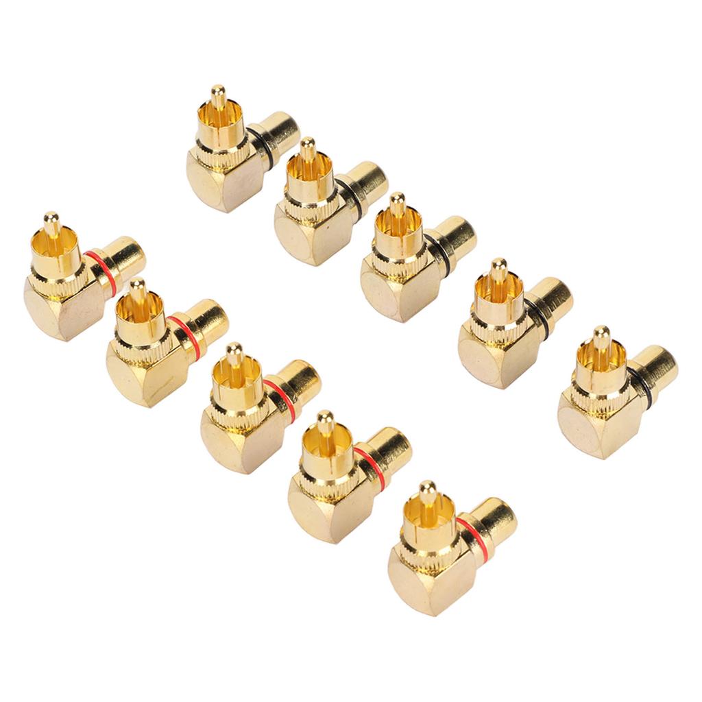 10pcs RCA Right Angle Adapter Male To Female Copper Gold Plated 90 Degree L Type RCA Adapter Connector
