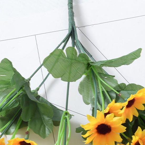 Yellow Artificial Sunflower Bouquets Mini 22 Heads Fake Sunflower with Stem for Home Party DIY Wedding Bouquets Baby Shower Outdoor Indoor Decoration