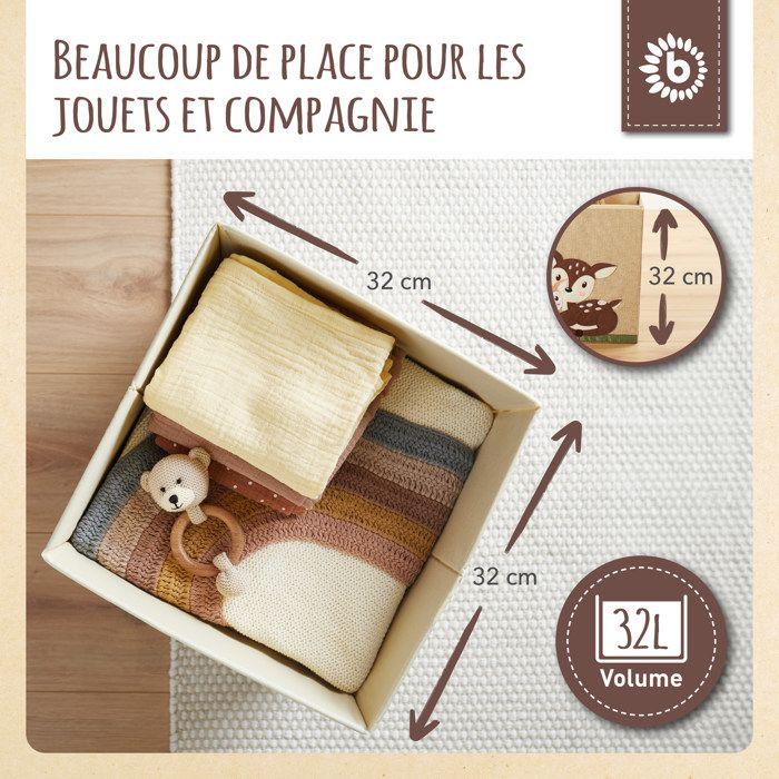 Boîte de rangement - bieco - motif chevreuil - 33x33x33 cm - polyester - 36 litres