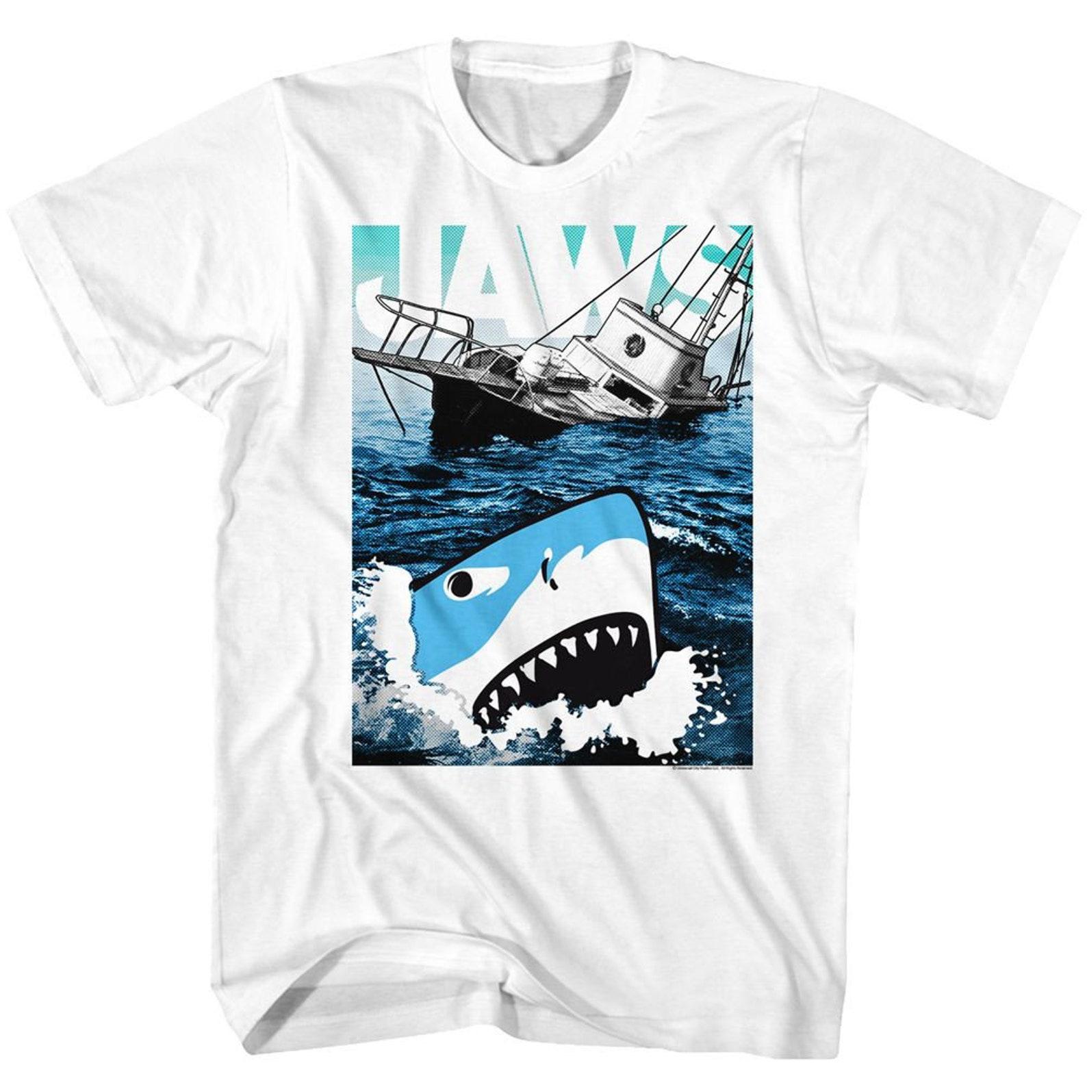 Jaws Cartoon Sharko White Adult T-Shirt XL
