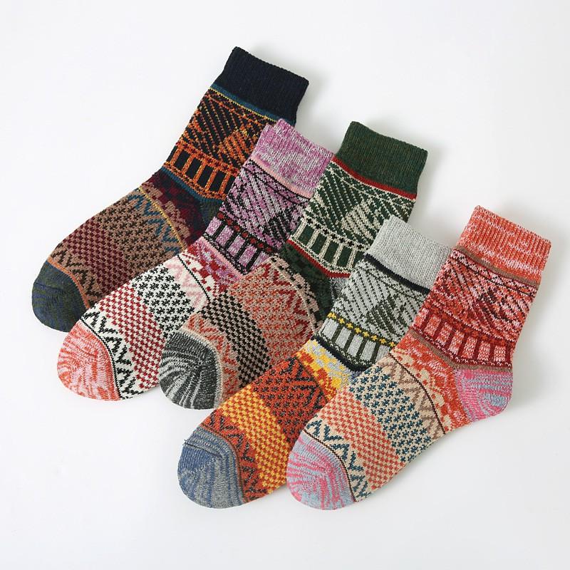 Womens Mid-Calf Ski Socks Warm Thick Knit Wool Winter Outdoor Sports