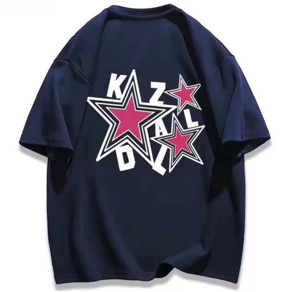 100% Cotton Star Print T Shirt Short Sleeve Tee Korea Style Hip Hop Streetwear Y2k Summer Women's T-Shirt Oversized Loose Tops