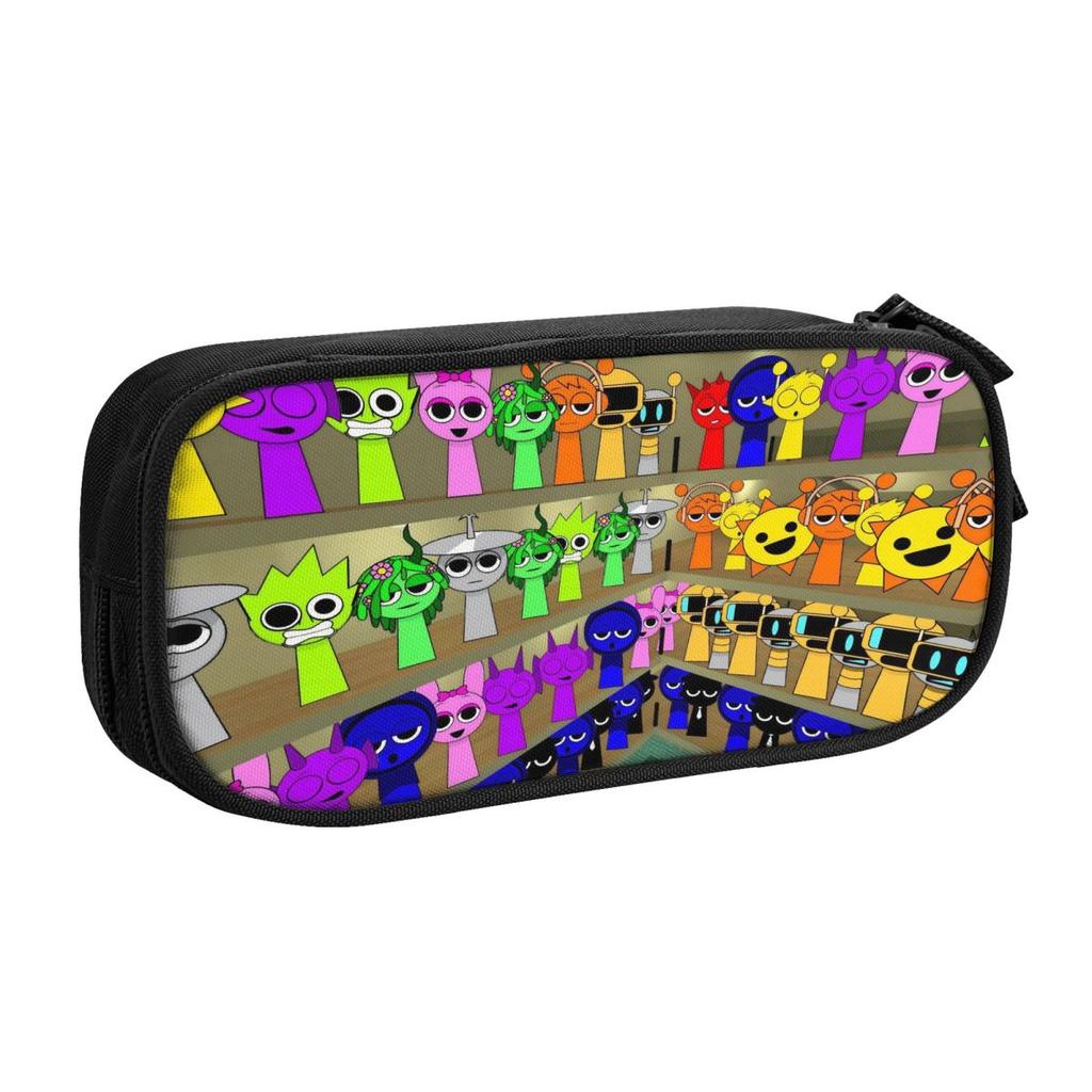 Sprunki Game Pencil Case Cute Cartoon Pencil Box Pen for Student Large Storage Bags Students School Gift Stationery