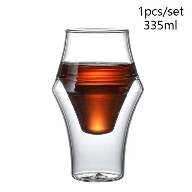 1/2 Stück doppelwandiger Glasbecher mit Hängeohr Espresso-Kaffeebecher, verbrühsicher, für Milch, Brandy, Wein, Teetasse, klares Becher-Set, Trinkgeschirr