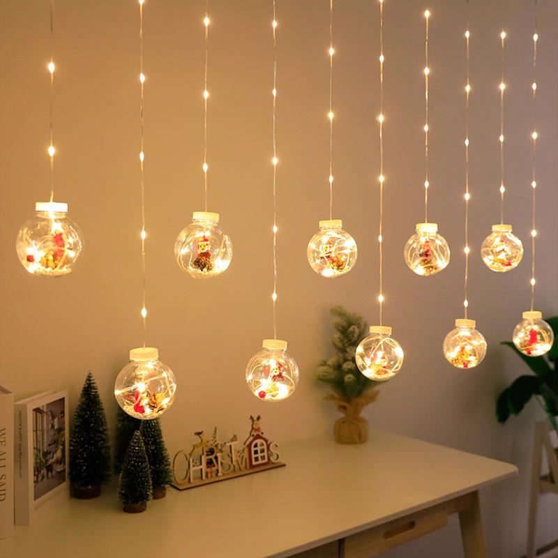 LED Rattan Wish Ball String Lights - Snowman, Santa, Christmas Tree Decorations for Windows
