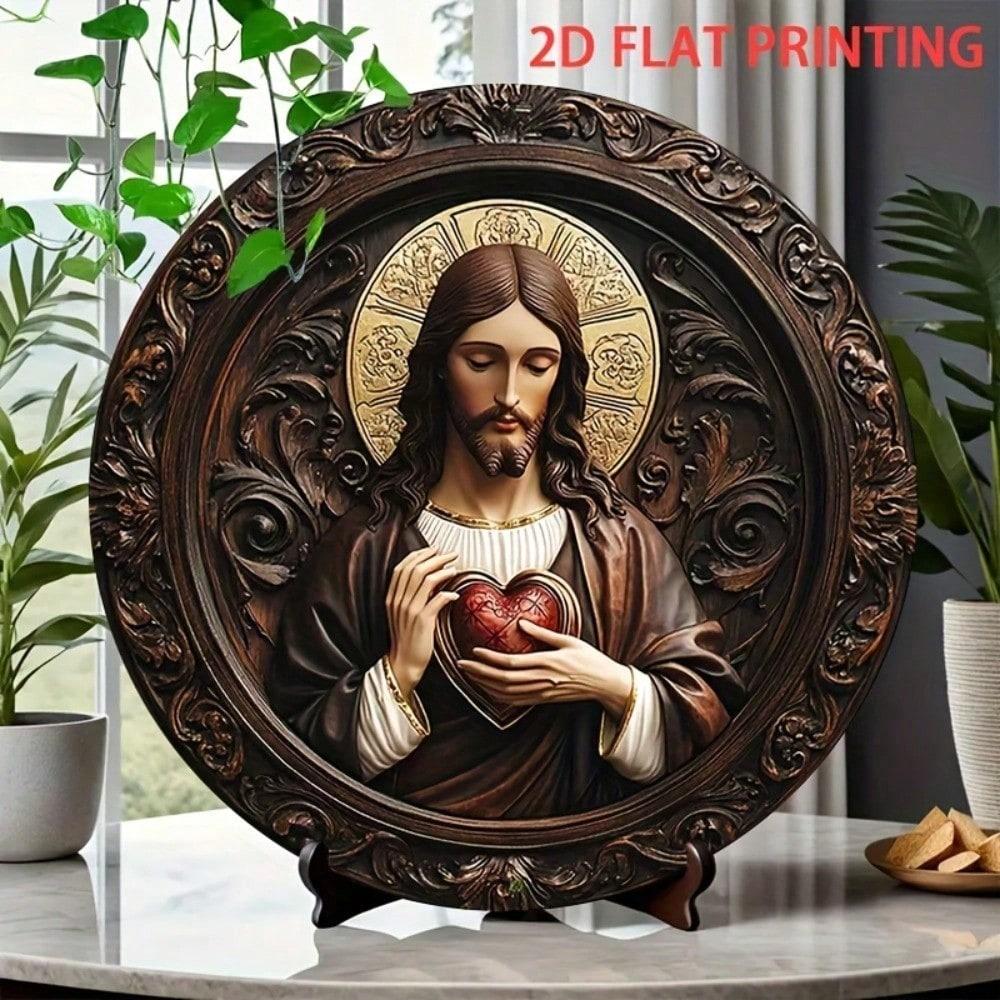 

Metal Wall Art Sacred Heart of Jesus Christ Religious Icon for Living Room