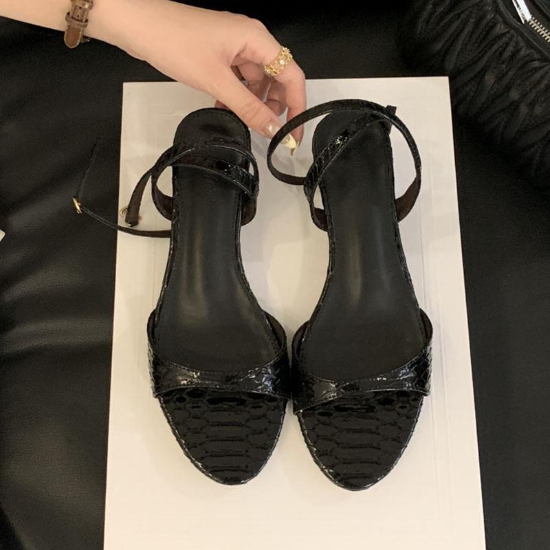 

Fashion Fashion Round Toe Ladies Low Heel Sandals Shoes New In Summer Female Ankle Buckle Elegant Women Heeled Sandals Shoes Pumps 35 чёрный
