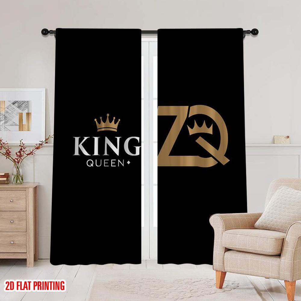 2pcs,2D Plane Printing Curtain Popular King and Queen (35) Versatile Polyester Fabric (without Rod) Decorations Inside Perfect