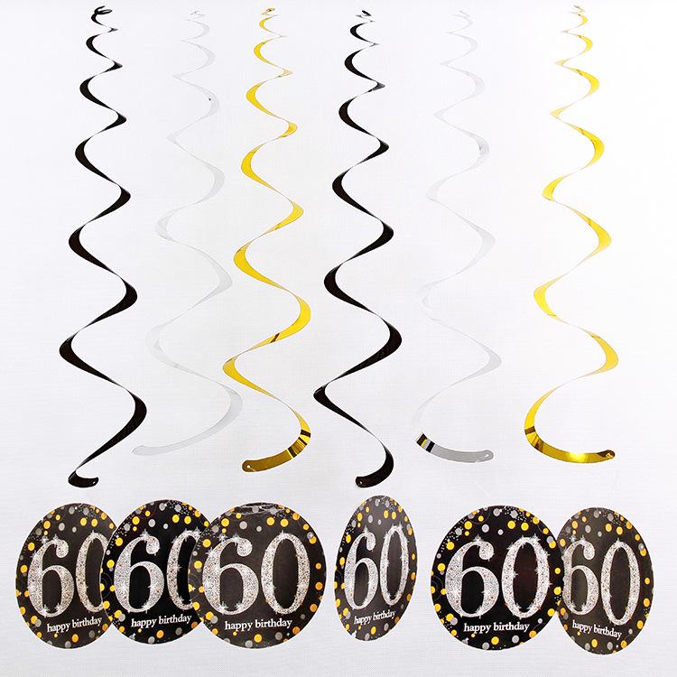 PVC Spiral Ornament Pendants for 18th, 30th, 60th Birthday Party Decorations