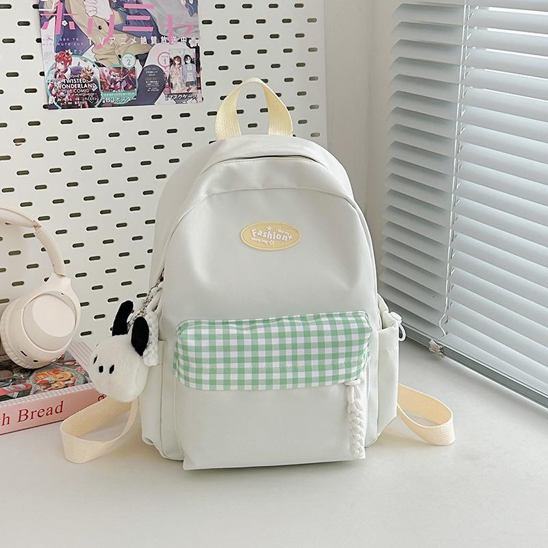 Fresh and Sweet Candy-colored Plaid Backpack for Junior High School Students, Casual and Light Shopping Backpack.