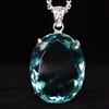 925 Sterling Silver Oval Pendant Aquamarine 137 Ct Certified Lab Created