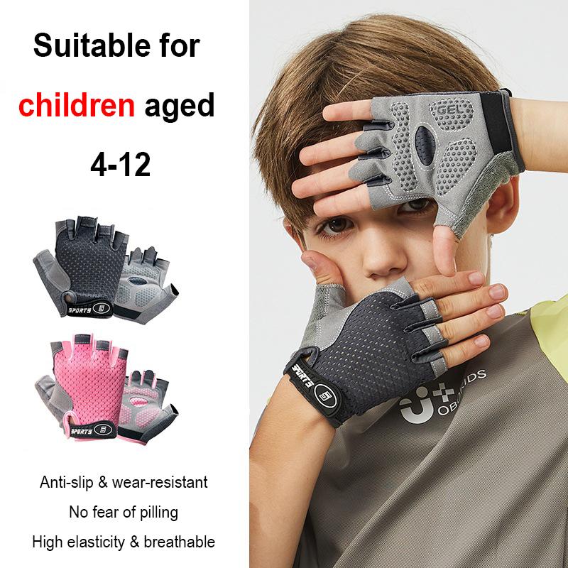 Kinder Fahrrad Handschuhe Skateboard Handschuhe Anti-Rutsch Sommer Frühling Sport Atmungsaktiv Halbfinger Handschuhe Stoßdämpfend Kinder im Alter von 4-12