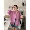 Pink Striped Shirt Jacket Women's New Irregular Sunscreen Shirt Loose Long Sleeved Casual Top