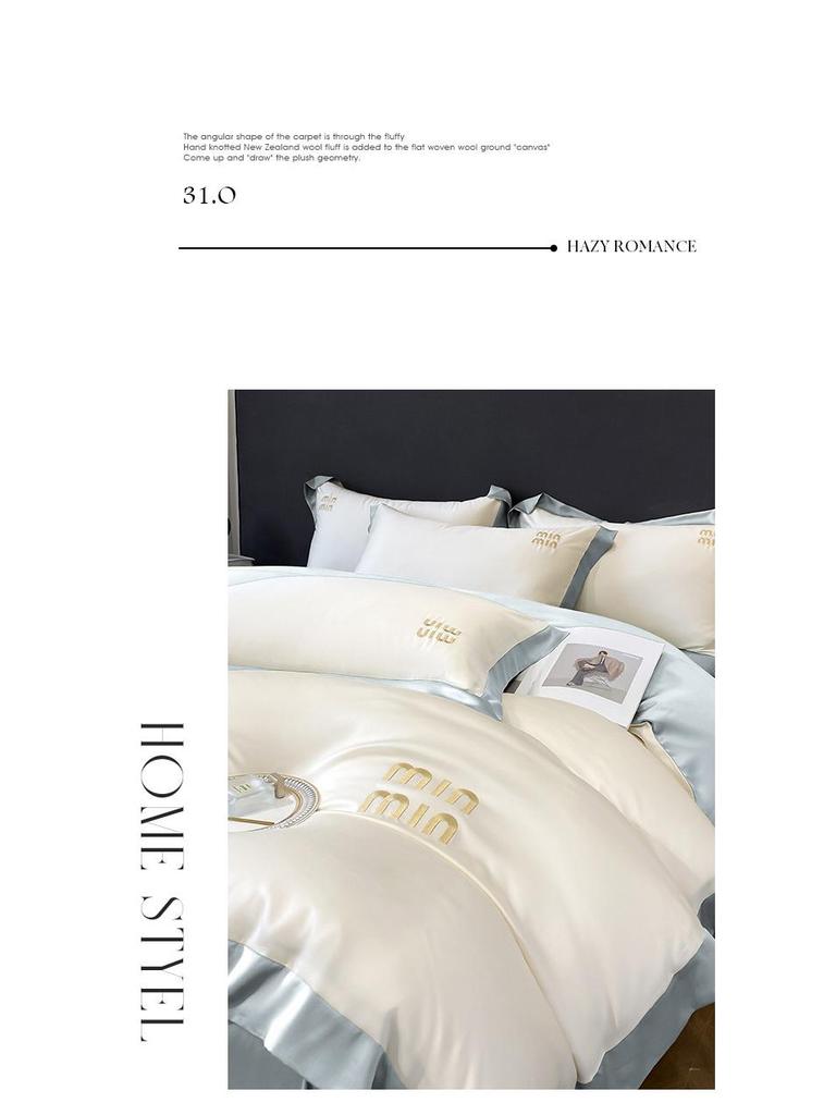 Luksusowy Zestaw Pościeli z Jedwabiu Lodowego - Letni Nude Jedwabisty Wysokiej Klasy Chłodzący Komfort, Dostępna Opcja Prześcieradła z Gumką do Akademika