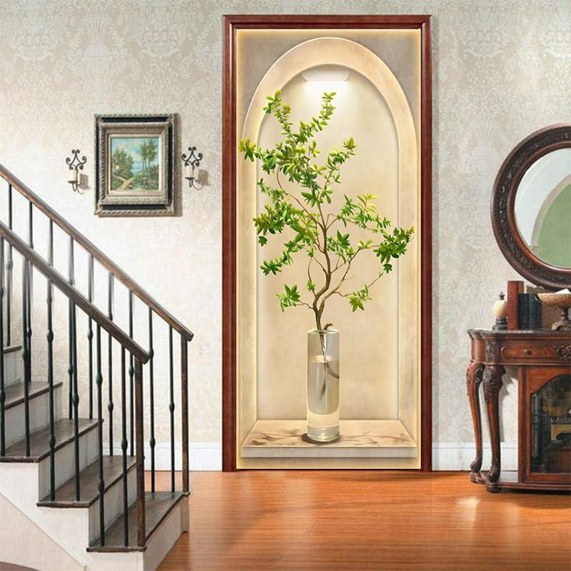 3D Landscape Door Fridge Decoration Stickers Animal Simple Abstract Lines Flowers Wallpaper For Living Room Home Decor Bedroom Art Decals