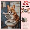 500/1000pcs Corgi Sitting on Toilet Reading Newspaper Puzzle - Challenging Suitable for &, Portable Brain for, Birthday Gifts, Corgi Lovers, Journal D
