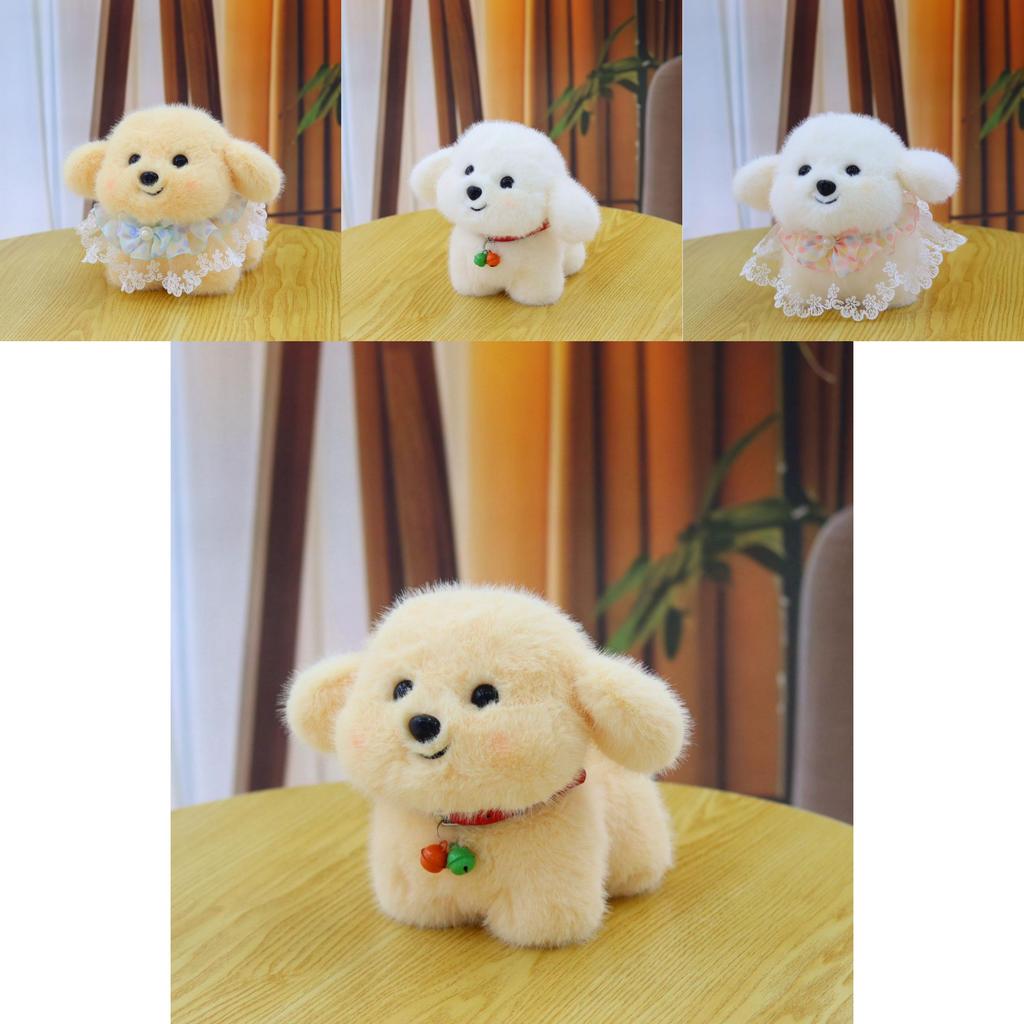 Plush Dog Stuffed Animal Toy With Pp Cotton Filling Soft Short Fur Perfect Gift For Girls
