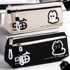 Portable Kitten Pattern Pencil Case Double Layers Large-capacity Stationery Bag Multi-functional Pen Bag Back To School Gift