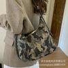Leopard print canvas bag women's large capacity 2025 new autumn and winter versatile shoulder underarm bag college student class tote bag