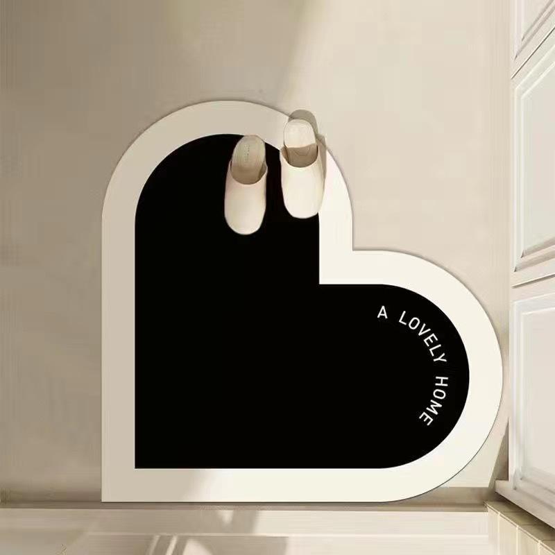 INS Wind Gradient Love Bathroom Absorbent Mat Household Non-slip Bathroom Soft Mat Wedding Diatom Mud Mat