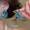 Silver Needle Court Style Diamond Hollow Water Drop Wing Earrings, Ins Exquisite Light Luxury Super Flash Premium Earrings for Women
