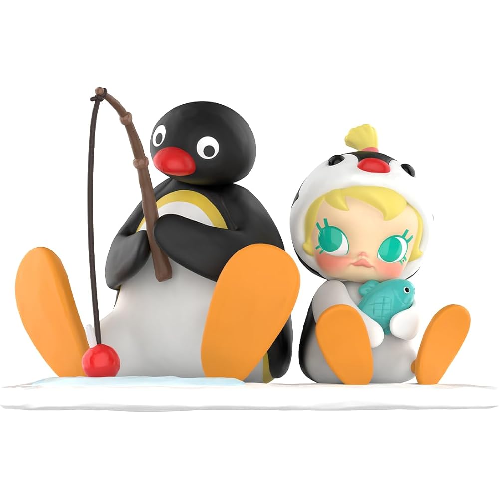 Pop Mart Baby Molly Pingu Fishing Time Figure Toy Collectible Model Gift