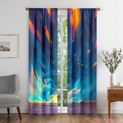 Nature Rainbow Night Sky Vibrant Dreamy Window Panel Drapes In Children Bedroom Living Room Hall Treatments Kitchen Decor Drapes Blinds