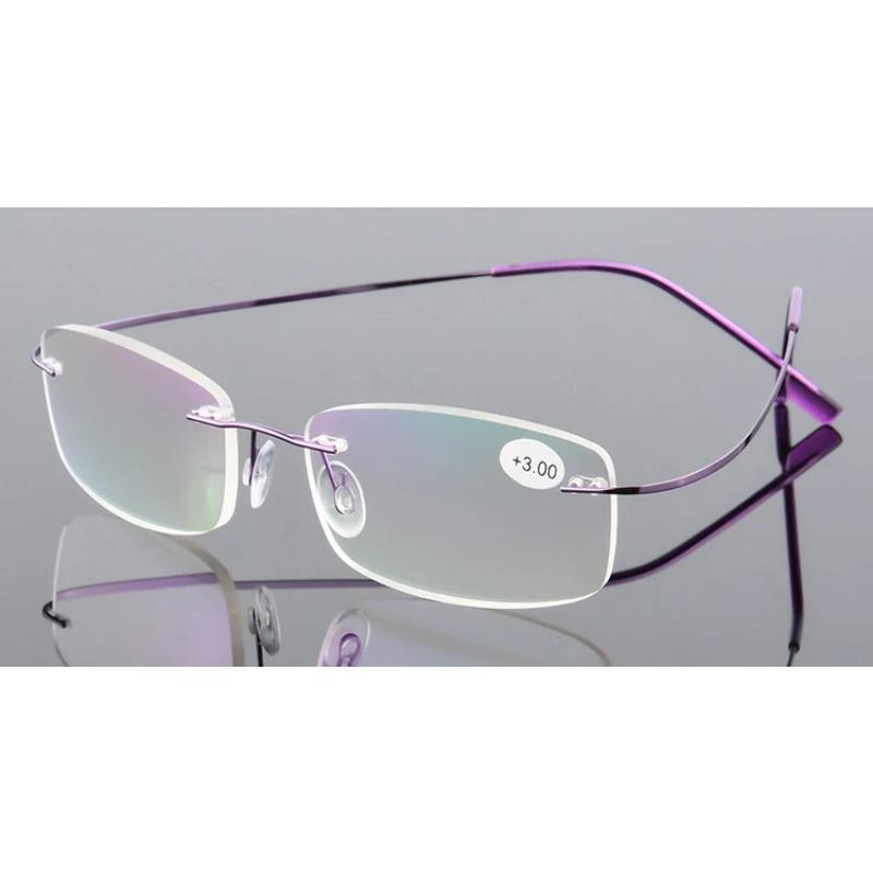 Ultraleichte TR90 Memory Titan Randlose Lesebrille Damen Altersweitsichtbrille