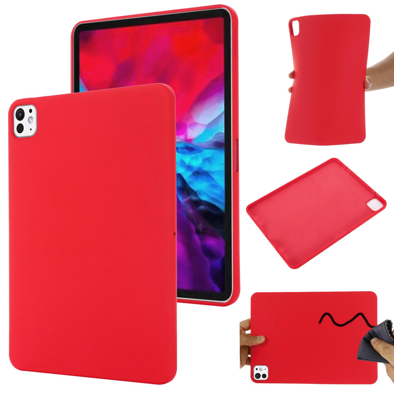 

For iPad Pro 13 (2024) Case Liquid Silicone Scratch Resistant Tablet Cover Red