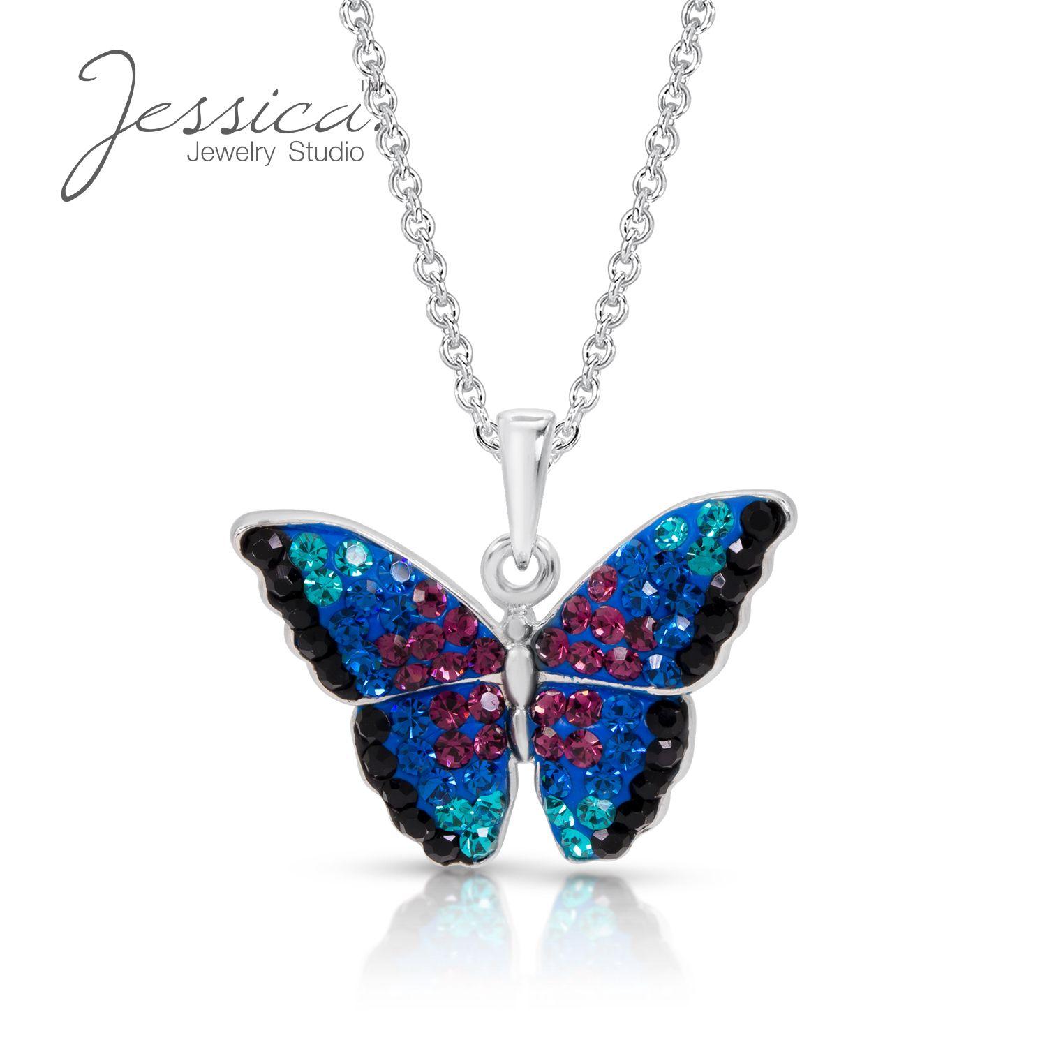 

Очаровательное ожерелье из стерлингового серебра 925 пробы с подвеской-бабочкой и кристаллами для женщин и девочек