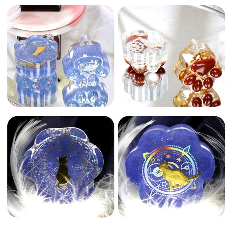 Animal Resin Mold Cat-Paw Silicone Epoxy Casting Mold for DIY Pendant Jewelry Making Handmade Lovely Keychain Craft