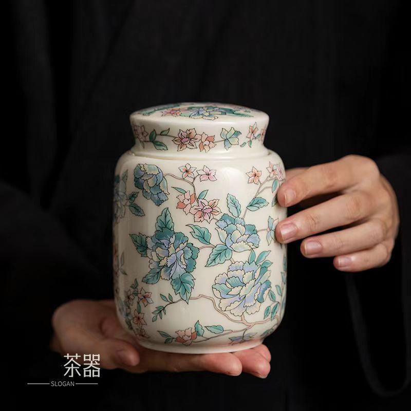 Retro Ceramic Tea Pot High-grade Enamel Sealed Pot Portable Ceramic Ginger Pot Table Top Home Decoration Wedding Ornaments