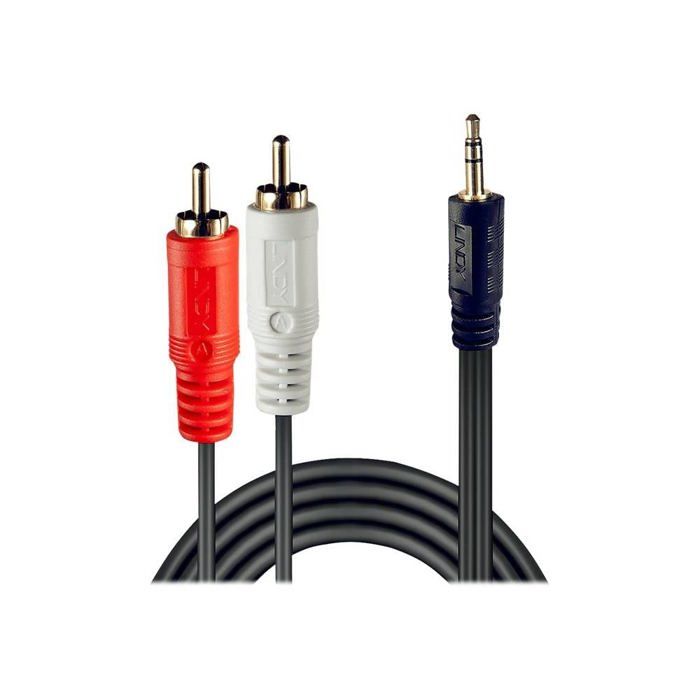Câble audio - LINDY - 2 x RCA mâle vers jack 3,5mm - 2m - Noir