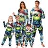 Parent-Christmas Printed Parent-Child Hooded Zip One-piece Homewear