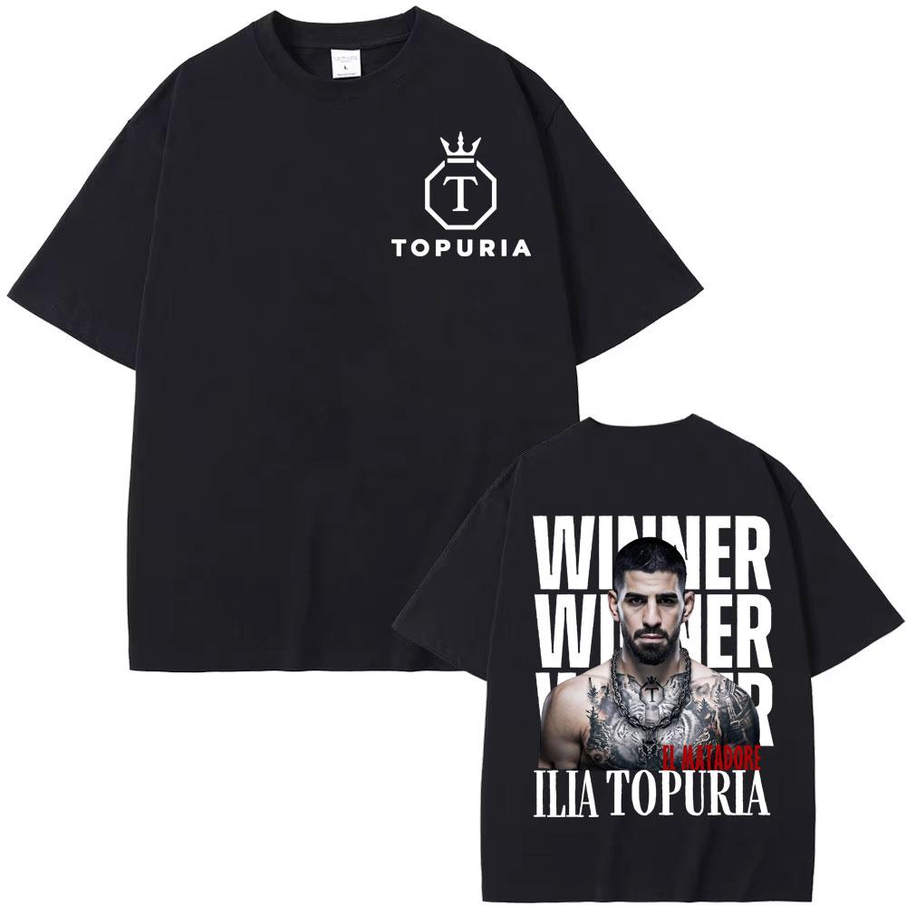 Vincitore El Matador Ilia Topuria Maglietta Vintage Uomo Donna Moda Hip Hop T-shirt di Tendenza Unisex Comfort Maglietta a Maniche Corte