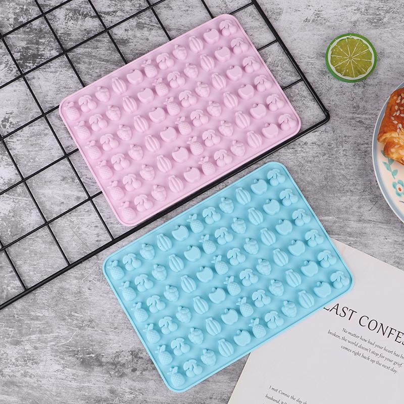 66 Holes Candy Fudge Silicone Mold Mini Chocolate Ice Cube Tray Fruit Shaped Non-Stick Soft Jelly Mold