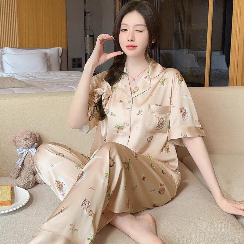 Sweet And Lazy Girl Can Wear Printed Short-Sleeved Trousers Loungewear Pajamas