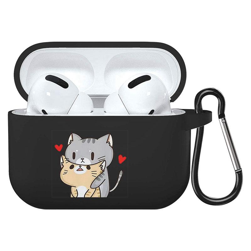 קריקטורה חמוד חיות מחמד כלב חתול בעל חיים ינשוף צמח פרחי אפל עבור אפל AirPods 2 3 כיסויי אוזניות חסינות זעזועים שחורות AirPods Pro Funds Cover